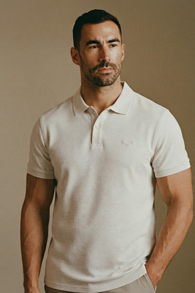 Men's Imported Textured Premium Fabric Basic White Polo Collar T-Shirt