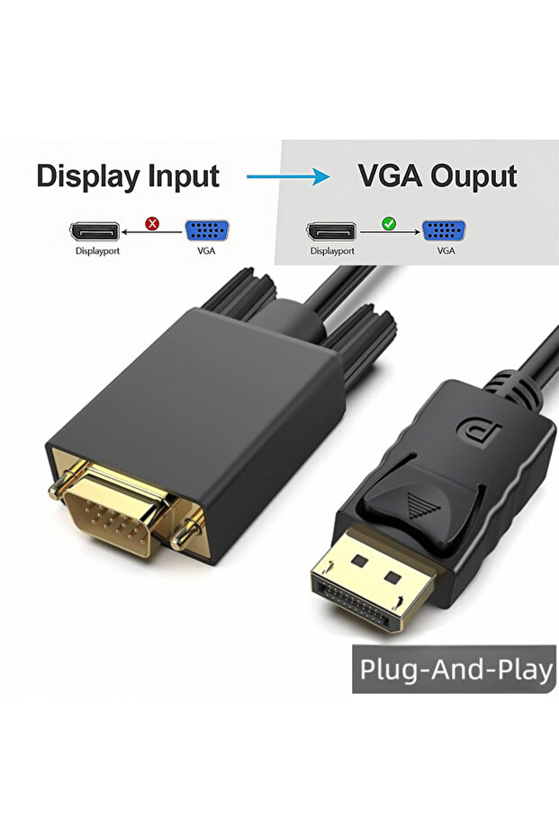 1.8m DP-VGA DisplayPort to VGA Cable DisplayPort to VGA Adapter Conversion HD Video Cable For TV Mon