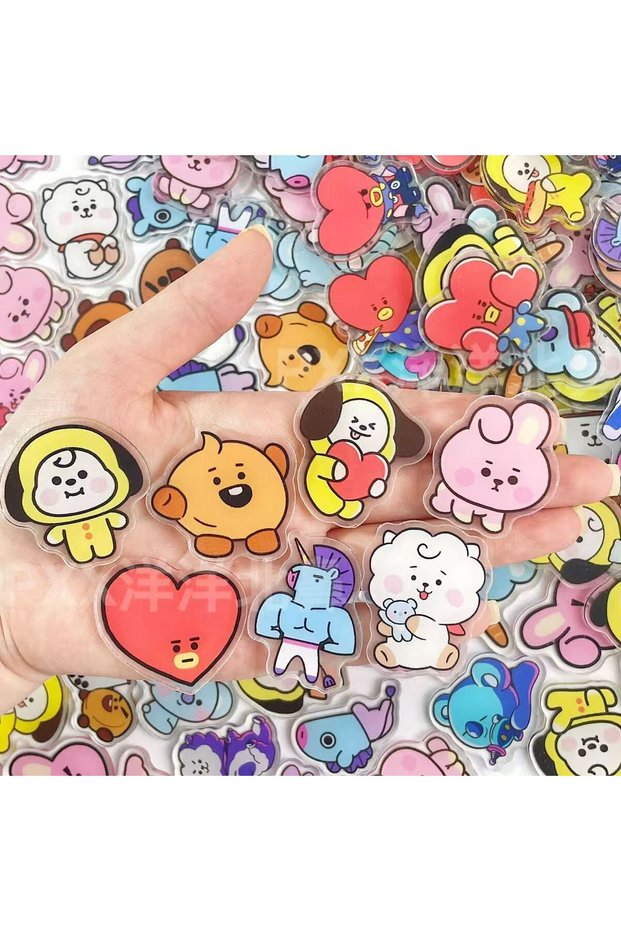 Bandai 50pcs random 100pcs BT21 BTS Single-Layer 1cm2cm4cm Acrylic Pieces Peripheral Support DIY Cra
