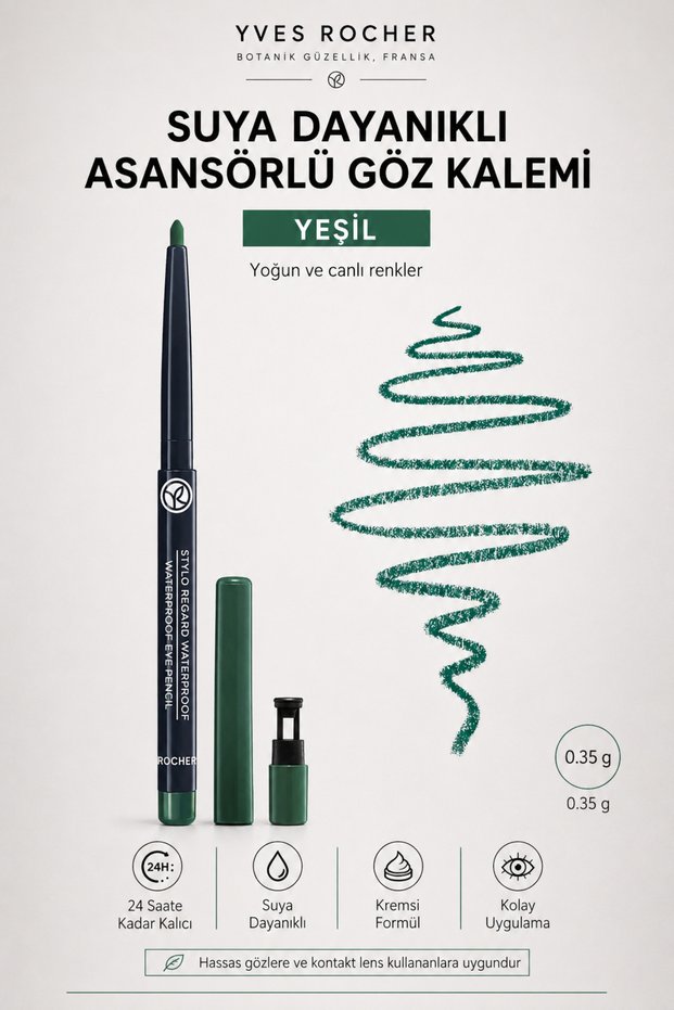 Elevator Waterproof Eyeliner 0.35 g Creamy Texture 24 Hours Lasting Green