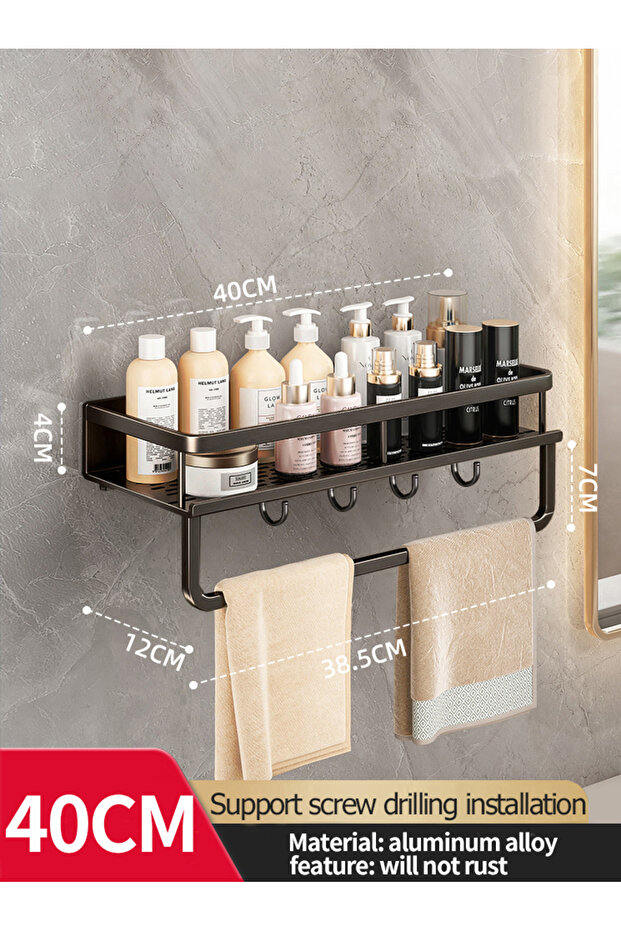 black 40CM-B Bathroom Rack Bathroom Shelf Toilet Space Aluminum Hanging Rack Bathroom Organizer Hang