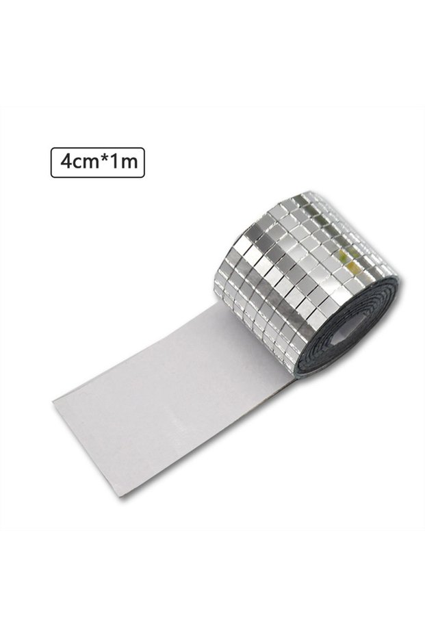 Silver 1-3Rolls 4*100cm Home Self-Adhesive Real Glass Craft Stickers Mini Mirror Mosaic Tiles For DI