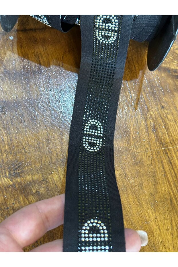 100X4 cm Stoned Black Ribbon Sewing Accessory