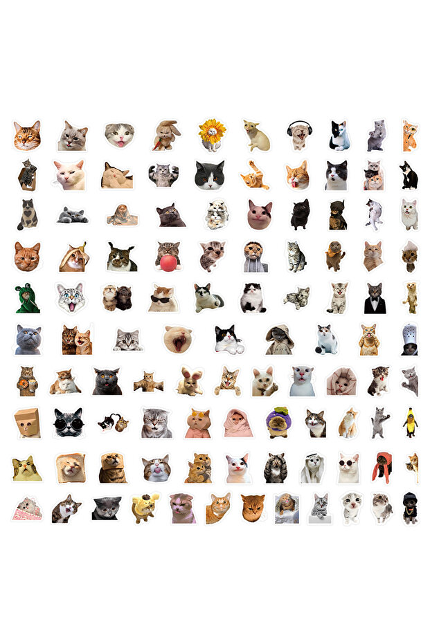 104PCS 104 Pcs Funny Goofy Cat Stickers - Whimsical Feline Decals for DIY Journals, Phone Cases Wate