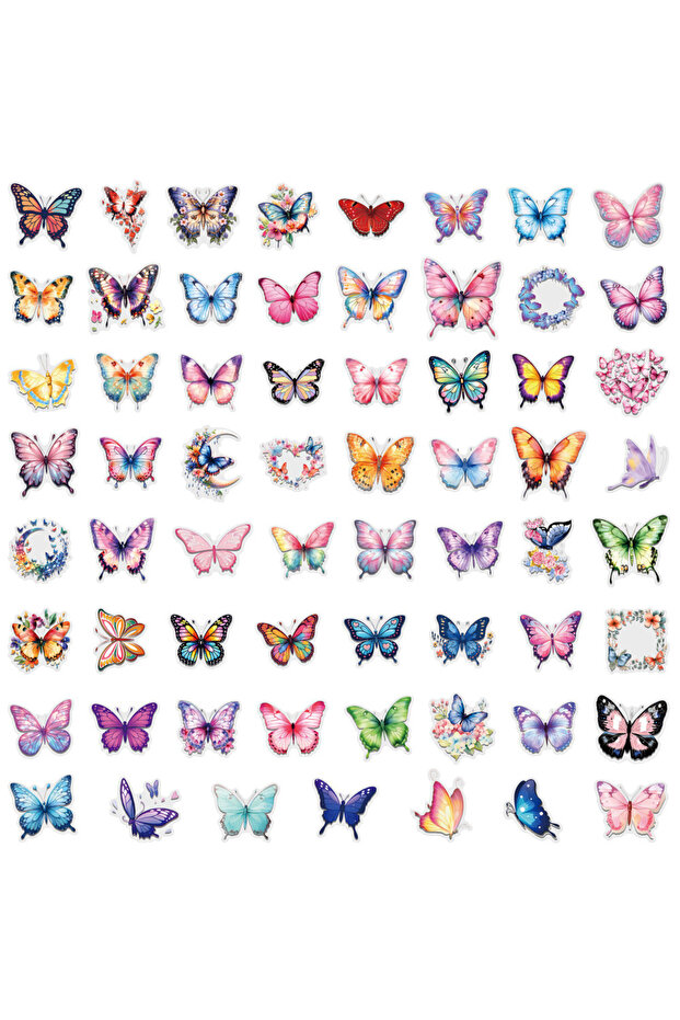 60PCS 60 PCS Colorful Butterfly Sticker Pack - Waterproof Transparent PET Decals, Great as Journal L