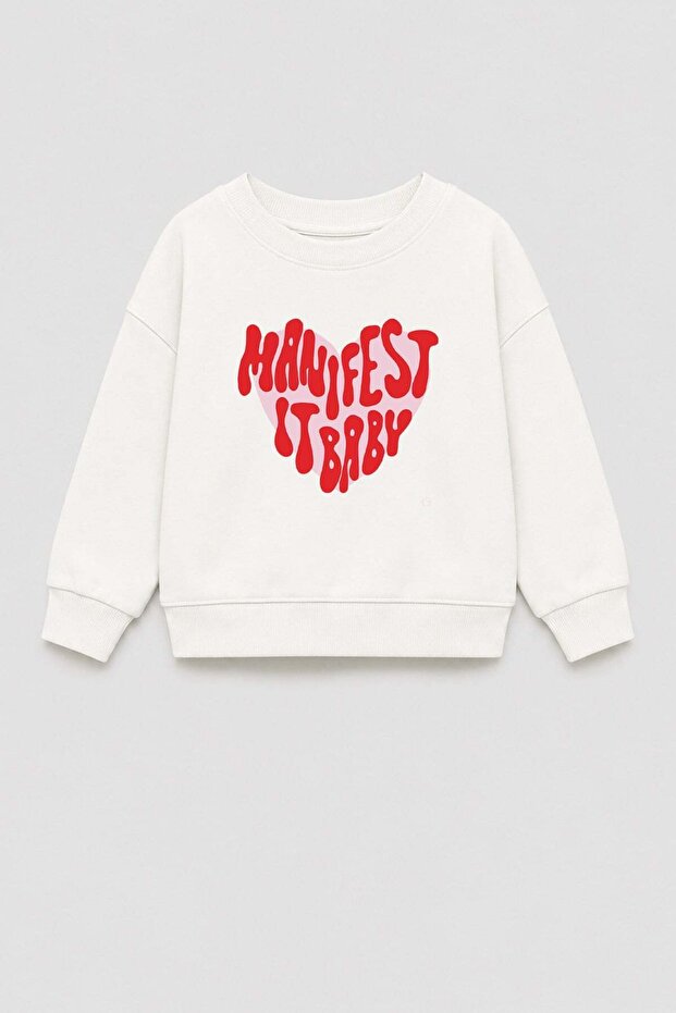 Girl's 3 Thread Fabric Printed Cotton Sweatshirt