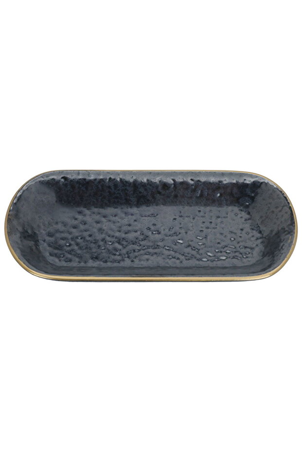 Al Saif Gallery porcelain serving plate, 19 cm, oval - black