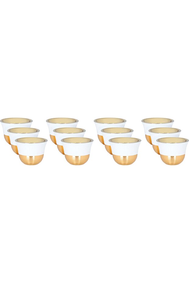 Al Saif Gallery porcelain (Empire) Arabic coffee cups set, 12 pieces - white and gold
