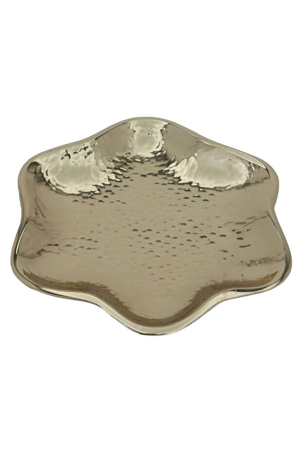 Al Saif Gallery Steel Serving Plate, 13X13X1.8 Cm - Gold