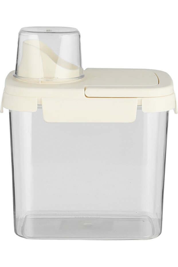 Al Saif Gallery Plastic Container, 1.5 Liters, Lid, 16X11X15 Cm - Cream Clear