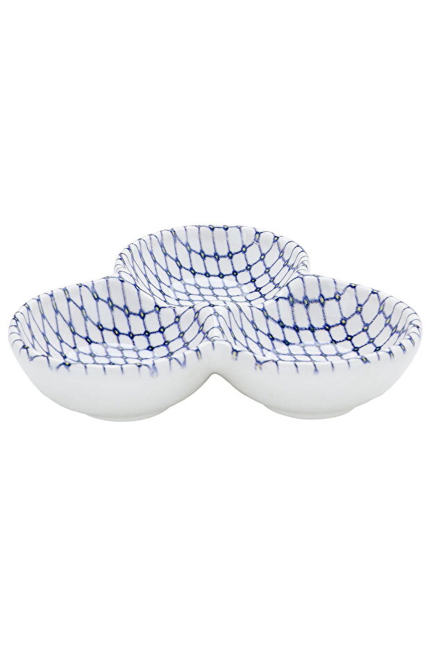 Al Saif Gallery porcelain serving plate, divided into 3 boxes - blue