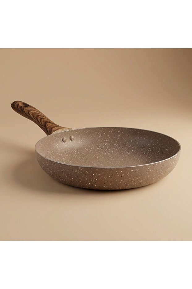 Granite Pan, 22cm, Wooden Handle - Brown