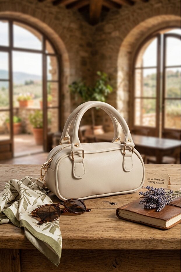 Women's Mink Wrinkled Textured Faux Leather Hand and Shoulder Bag