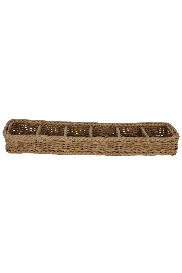 Al Saif Gallery wicker basket, rectangular, divided - brown