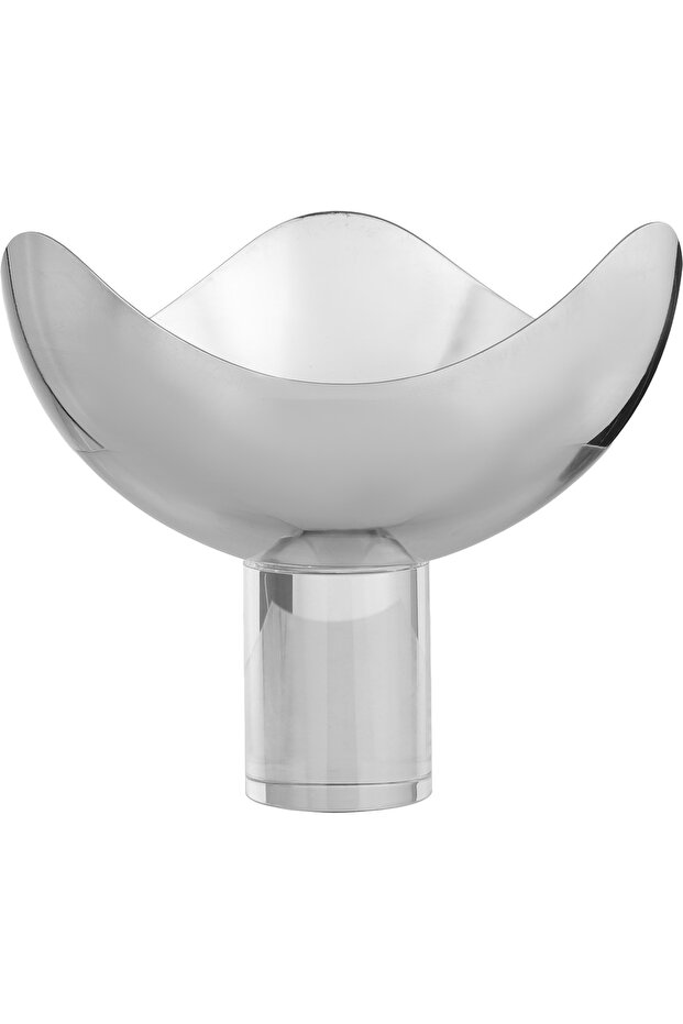 Al Saif Gallery Stainless Steel Serving Stand, 16x16x14 cm, Acrylic Base - Silver