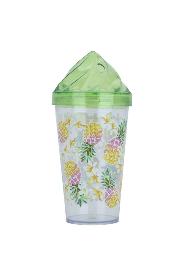 Al Saif Gallery Plastic Cup With Straw, 660 Ml - Green