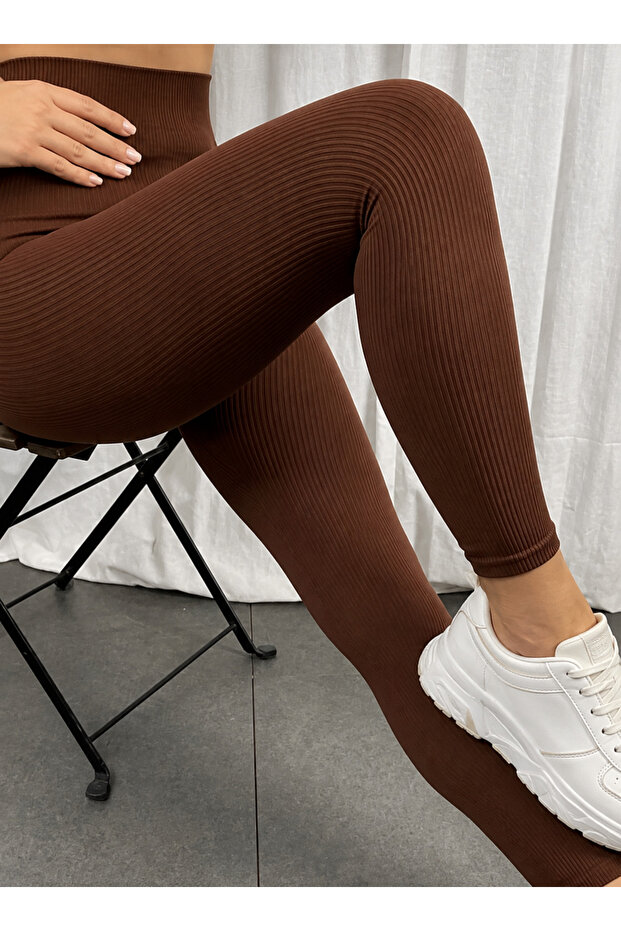 Sara Women's Brown Extra High Waist Wrap Tights