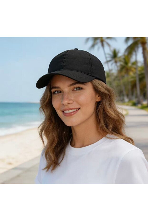 Black Sports Hat with Adjustable Back Black Women's Hat Cap