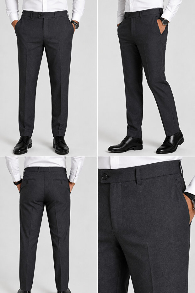 Men's Classic Cut Fabric Trousers Straight Leg Office and Casual