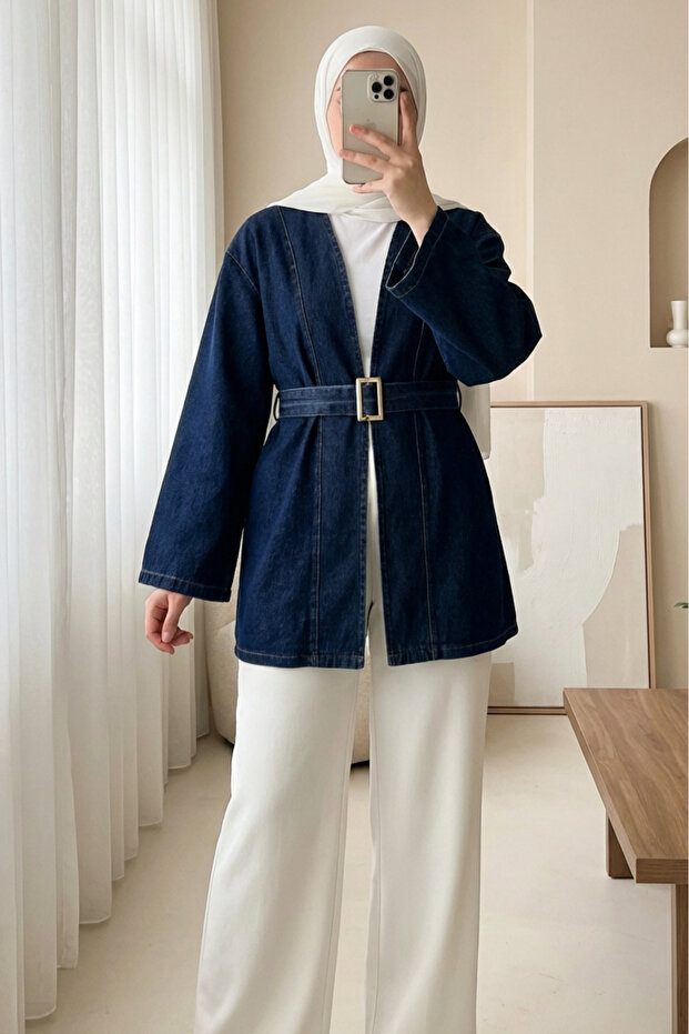 Beli Belted Denim Kimono -Laci