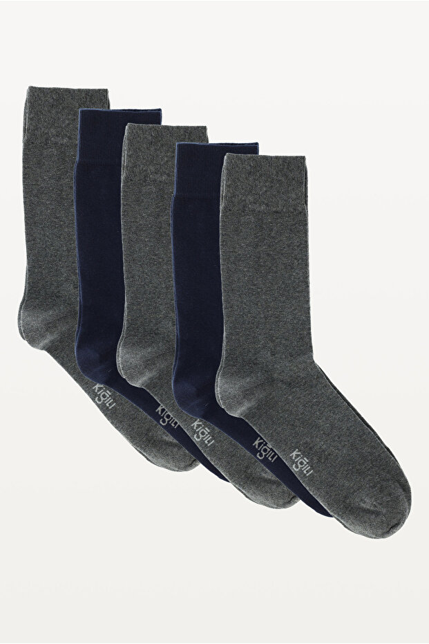 Set of 5 Cotton Stretch Fabric Flexible Stitch-Free Socks