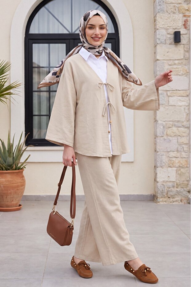 Kimono Set with Double Tied Front Trousers