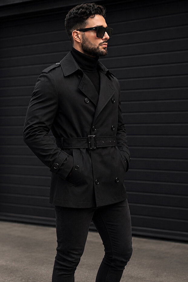 Men's Slim Fit Belted Trench Coat