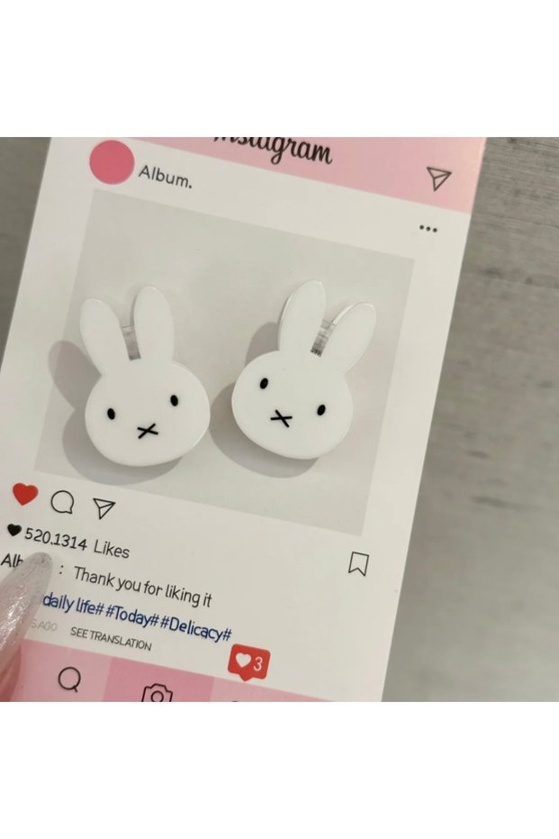 2PCS-B Miffy Cartoon Hair Clip Cute Miffy Hair Clip PP Clip Girl's Bangs Clip Book Note Clip Accesso