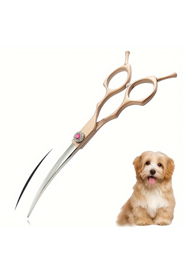 7Inch Silver 7Inch Professinal Dog Grooming Scissors Pet Curved Cut High-Grade Pet Cat Shears Specia