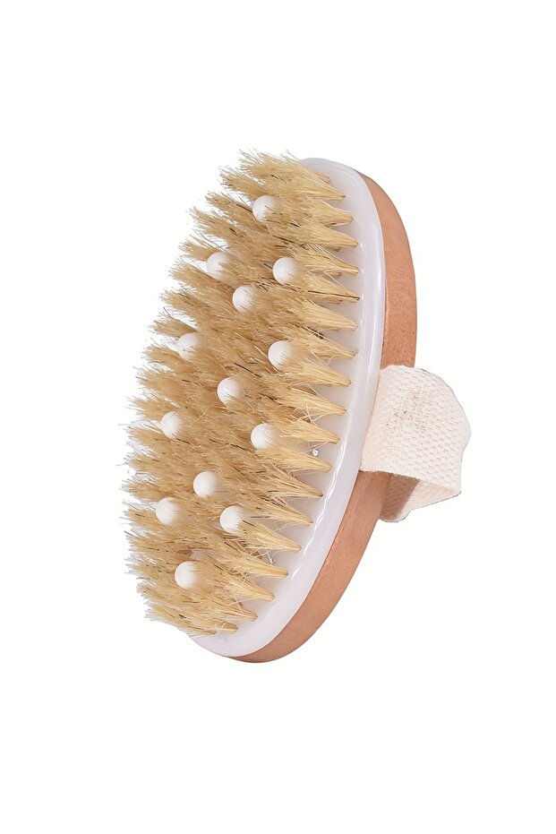 1Pc RUBBER Brush Dry Brushing Body Brush, Natural Bristle Exfoliating Brush with Massage Nodes, for