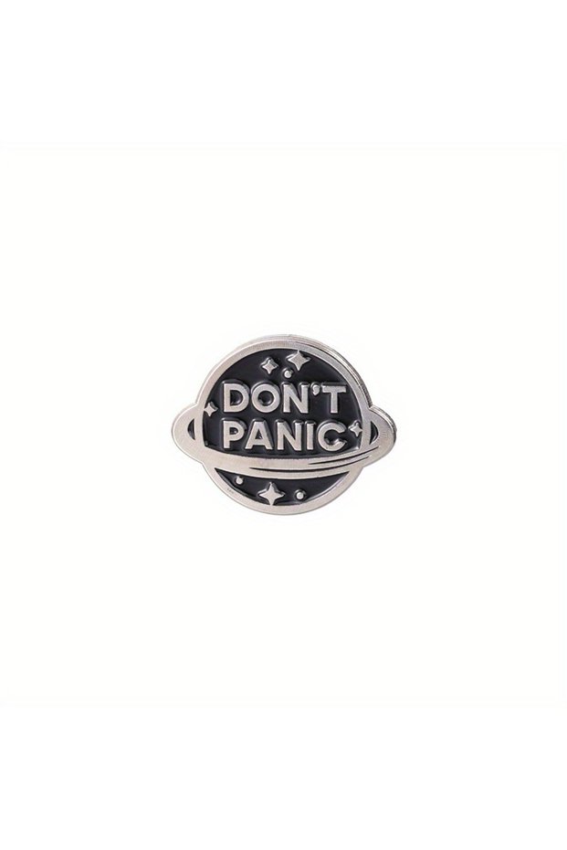 XZ159-1 Personalized Trendy Planet Series Metal Badge Don't Panic Creative English Fashion Versatile