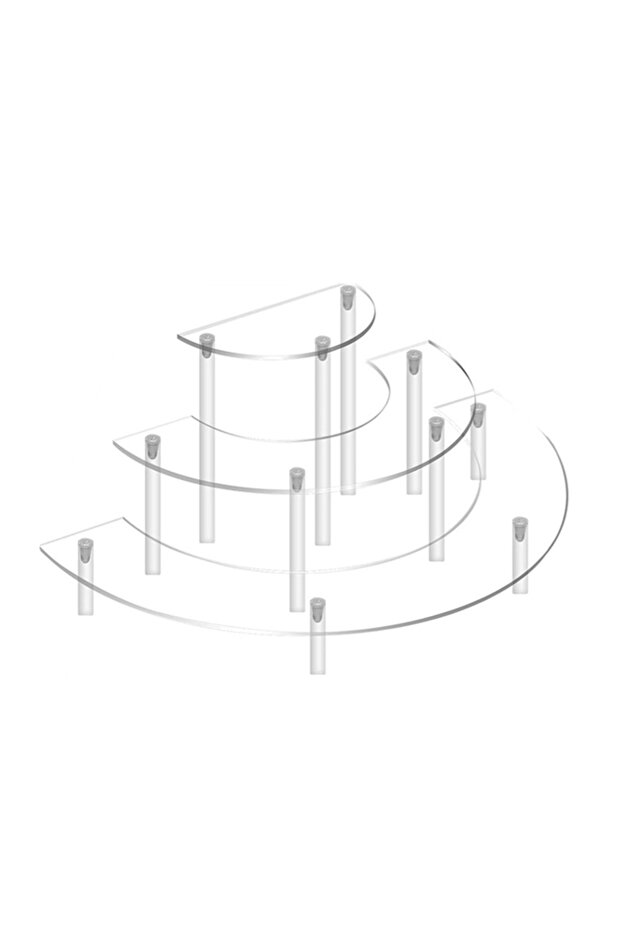1 Set 1/2pack Acrylic Display Riser 3 Tier Half Moon Cupcake Stand Clear Perfume Organizer Dessert S