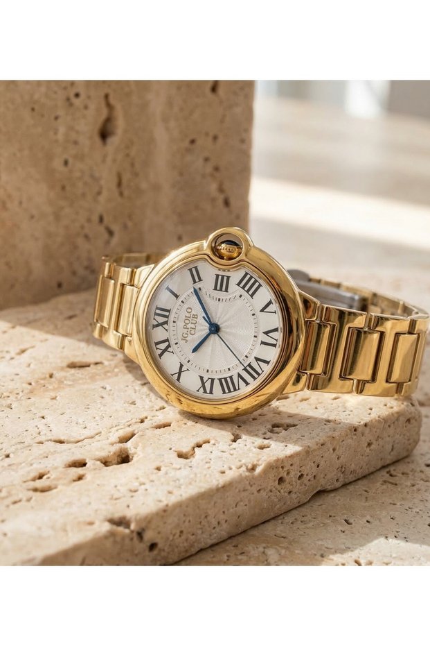 Women's Wristwatch Gold Color Roman Numeral Classic Steel Watch 33 mm – 5 Atm
