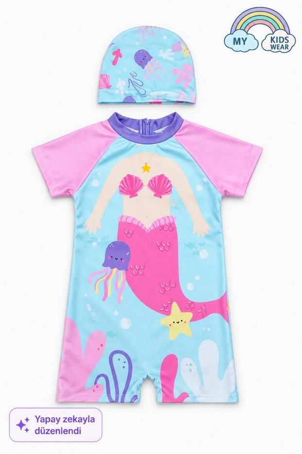 Girl's Boneli Zippered Beach Swimsuit 2-8 Years 12560