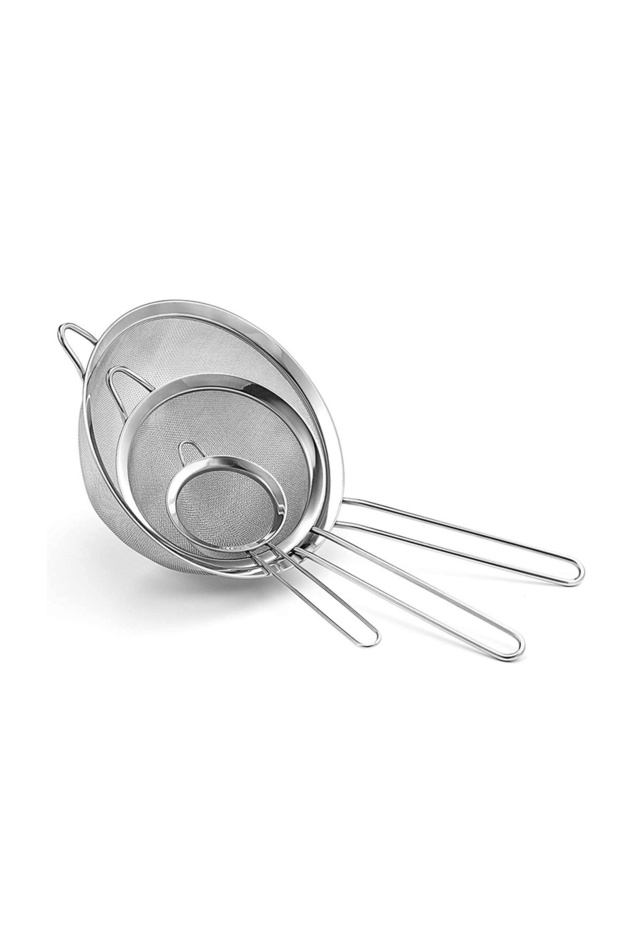3pcs 3pcs/Set Stainless Steel Flour Sifter with Handle Sieve Metal Strainer for Kitchen Rice Juice Q