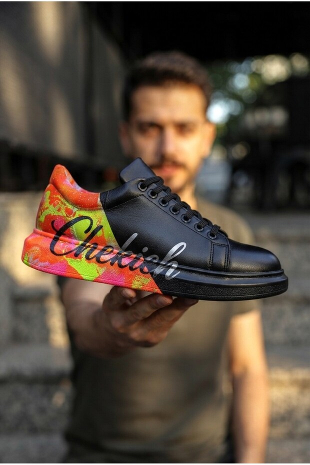 Pittura high quality alexandre sole special printed men's sneaker black yellow