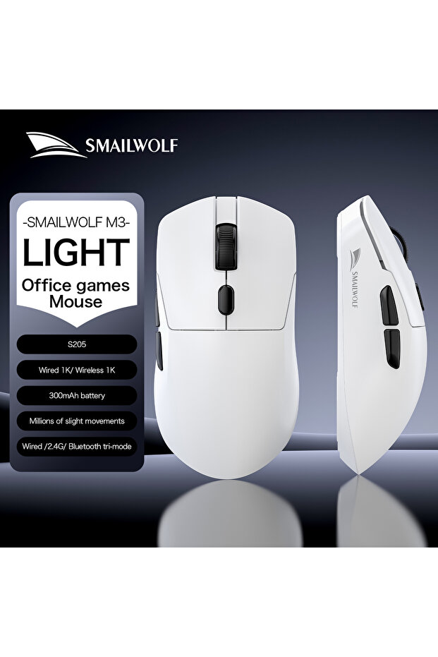 M3 White SMAILWOLF M3 PRO Wireless Bluetooth three-mode mouse E-sports gaming laptop desktop PAW3311