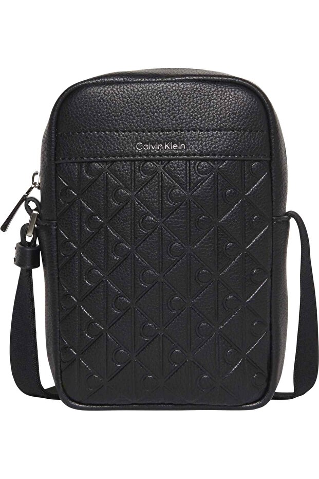 Men's Black Handbag with Brand Logo, Suitable for Daily Use