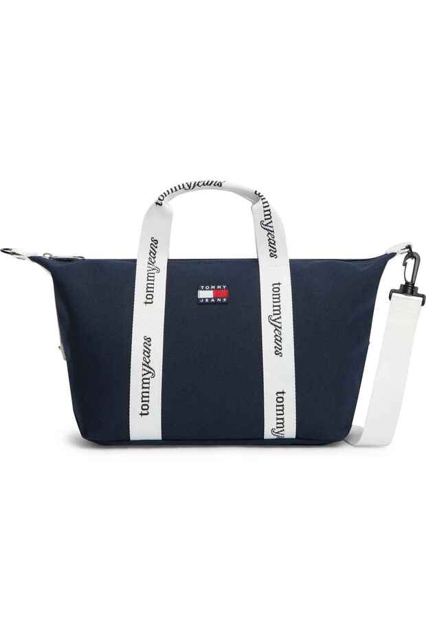 Women's Navy Blue Handbag with Brand Logo, Suitable for Daily Use