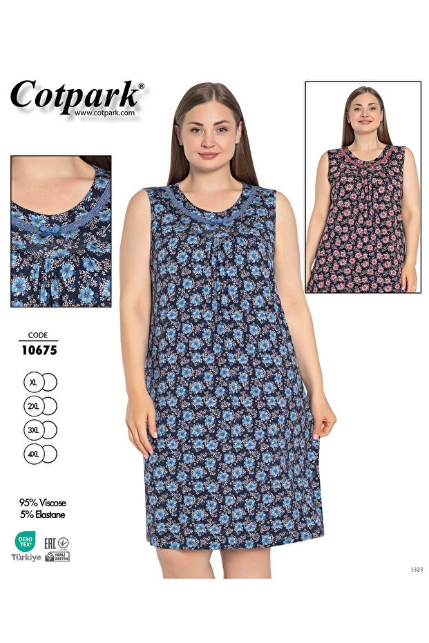 Women's Plus Size Viscose Elastane Fabric Nightdress 10675