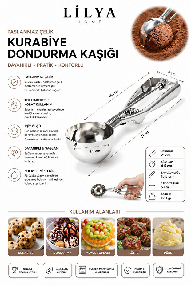 Stainless Steel Cookie Ice Cream Spoon
