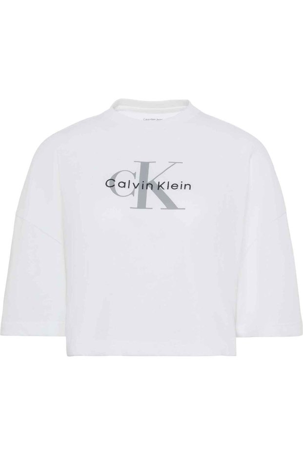 Short Sleeve Boxed Cut Short Monologo Women's White T-Shirt Lv047F828G-Yaf