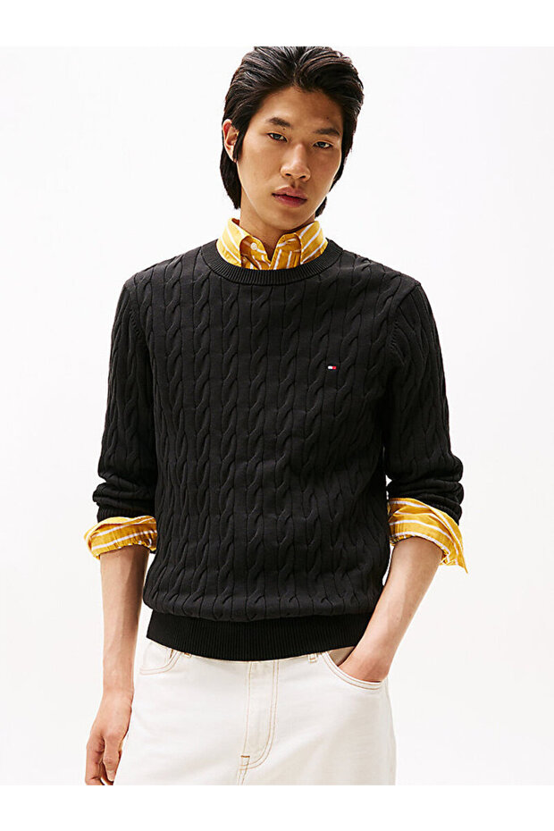 Men's Brand Logo Cotton Black Sweatshirt Suitable for Daily Use