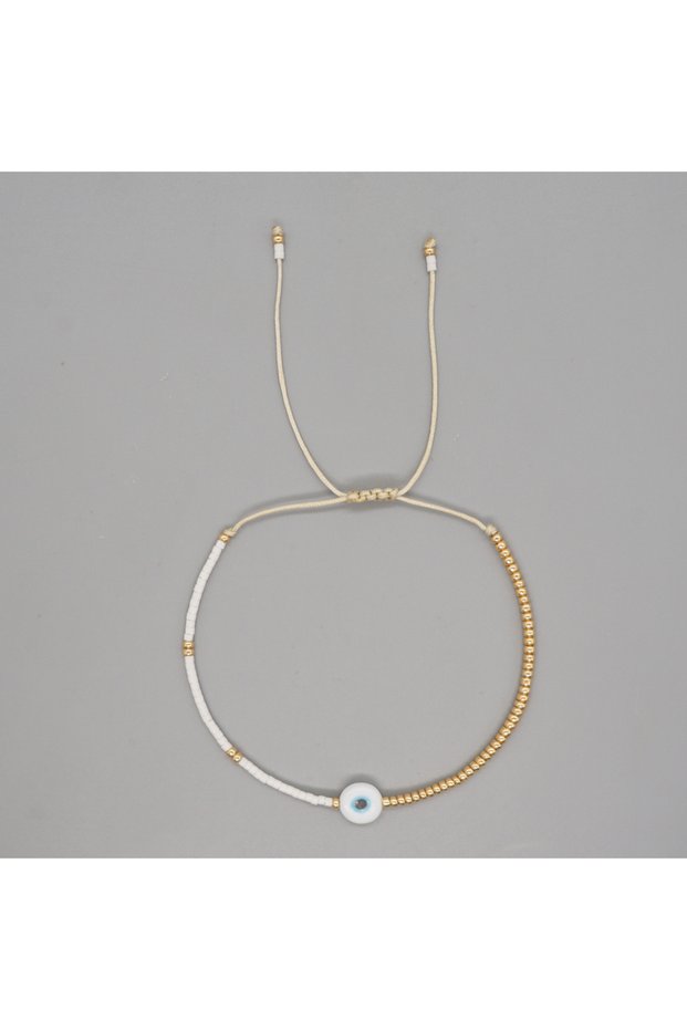 MI-B210107A Fashion Jewelry Simple Bracelets Evil Eye Gold Plated Miyuki Beaded Dainty Bracelet for