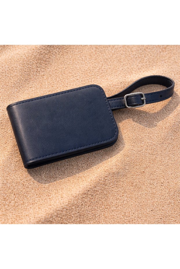 Black Voyage Leather Luggage Tag | Handcrafted Leather Accessory, 11cn × 6cn | Bespoke Gifts UAE