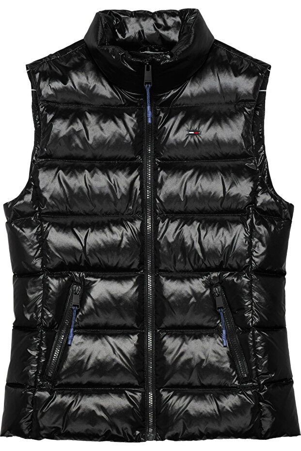 Women's Brand Logo Full Zipper Stylish Appearance Black Vest Suitable for Daily Use