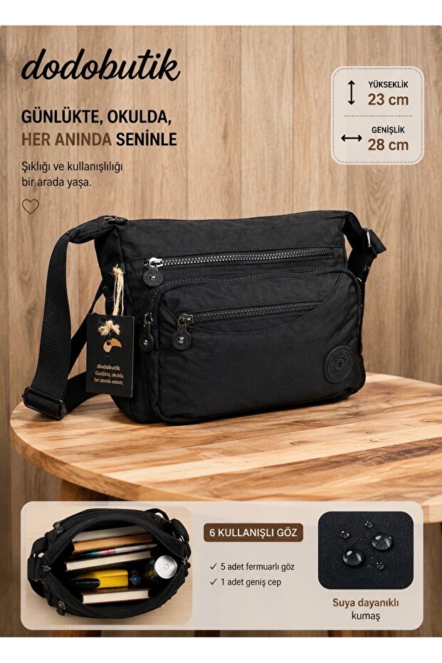 Women's Black Clinker Messenger Bag