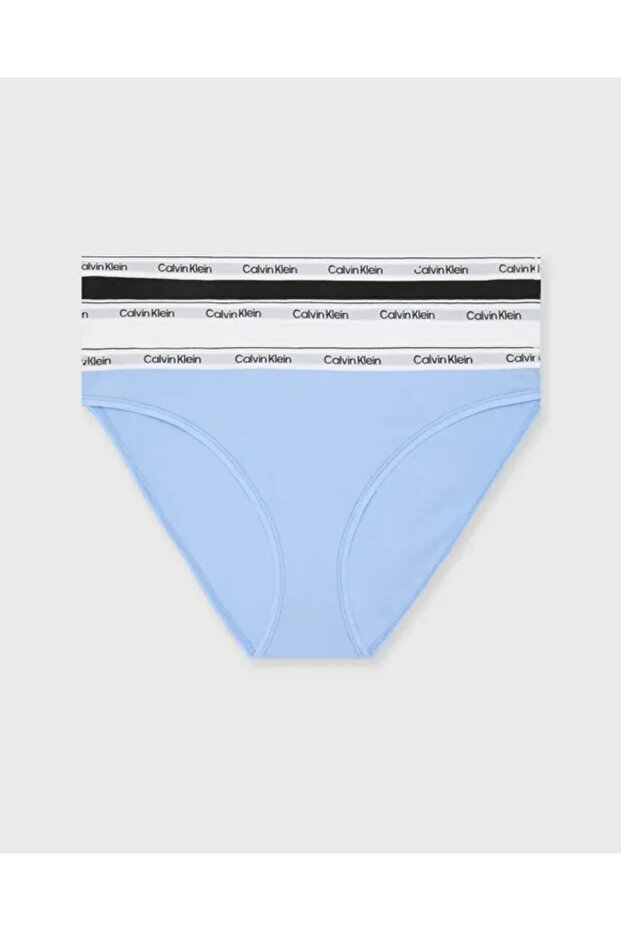 Women's Brand Logo Elastic Band Black-White-Blue Panties Suitable for Daily Use