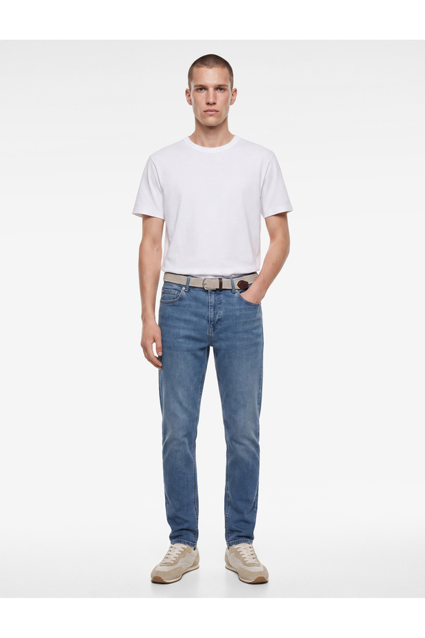Regular Waist Pocketed Cotton Slim Fit Jean Trousers - Brad Jean