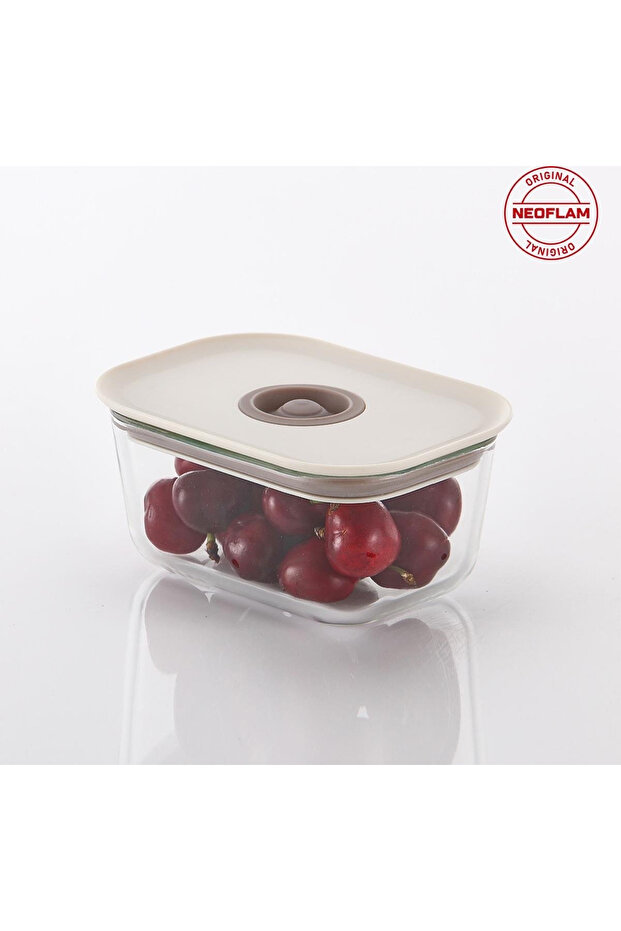 Fika Clik Rectangular Glass Storage Container 470 ml - Beige